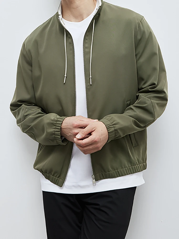 

Spring and autumn men's light sports leisure high-end fabric anti-wrinkle color business semi-stand-up collar zipper jacket