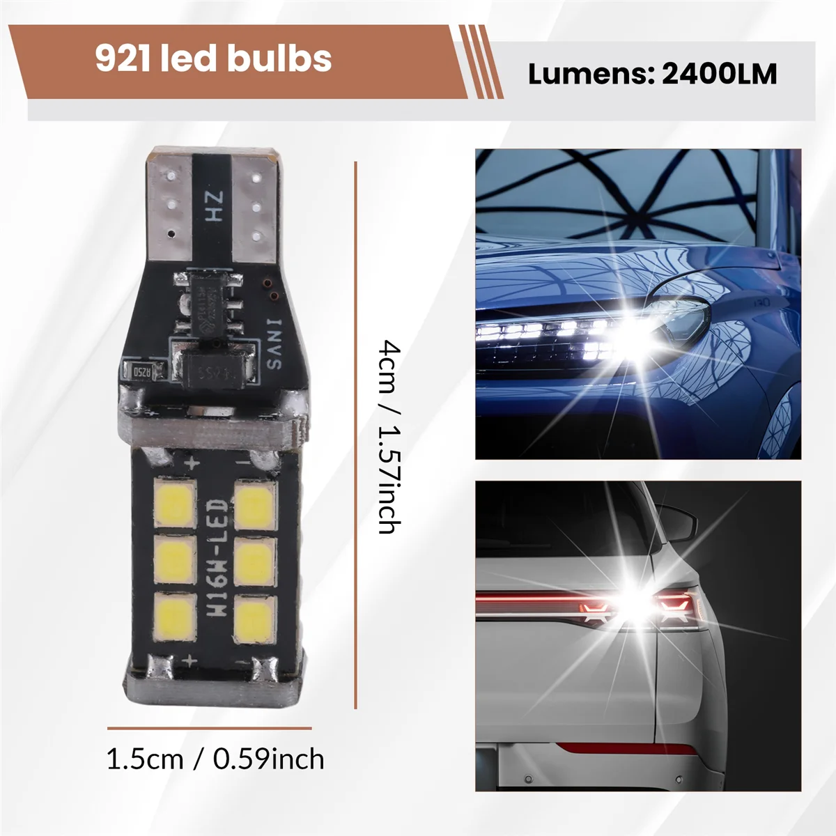 AT77 4 ชิ้น Bright สีขาว Canbus หลอดไฟ LED สําหรับรถสํารองไฟย้อนกลับ 912 921 T15 W16W