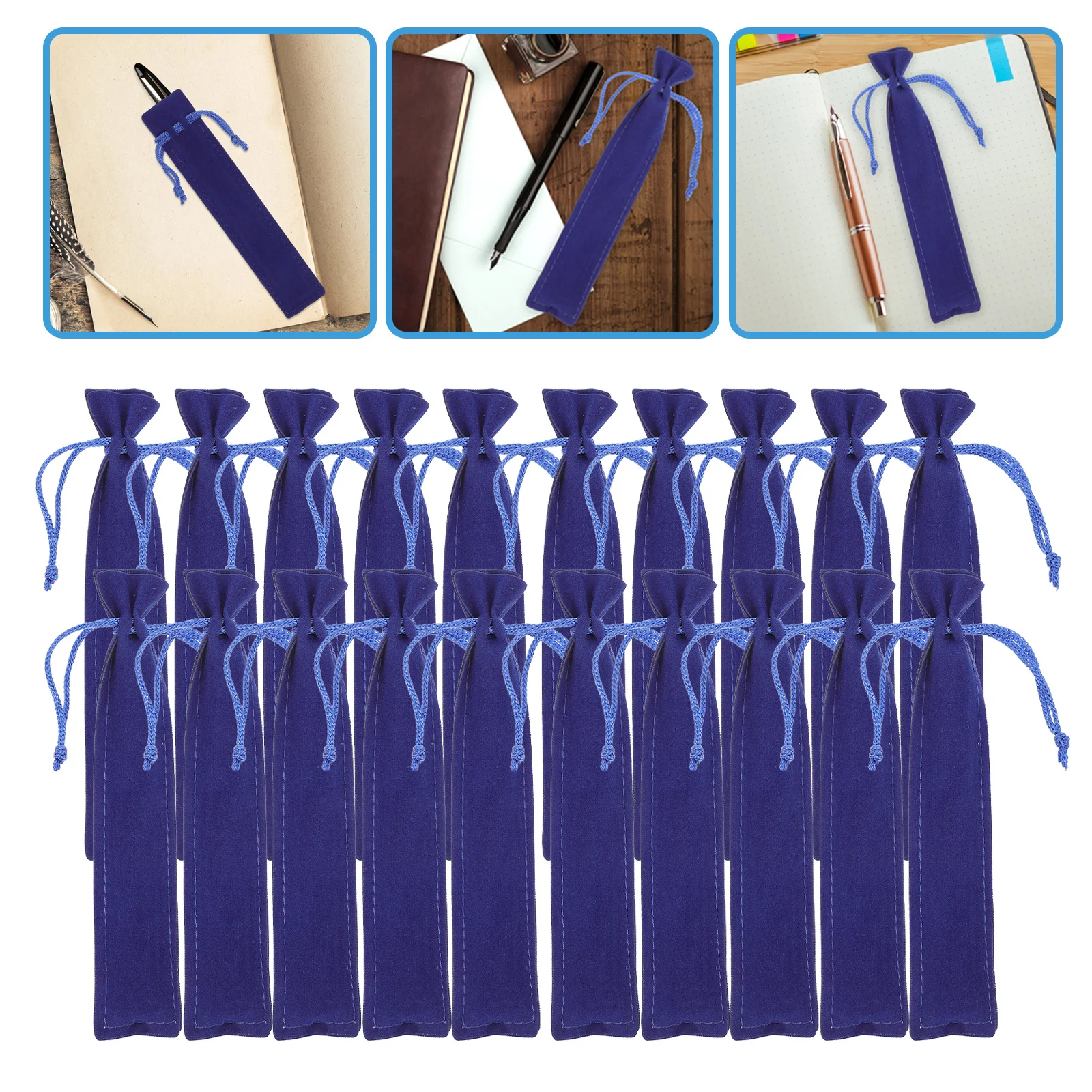 25Pcs Flannel Pen Pouch Drawstring Protective Sleeve for Writing Tools Stationery Storage Bag Student Gift Home Office Supplies