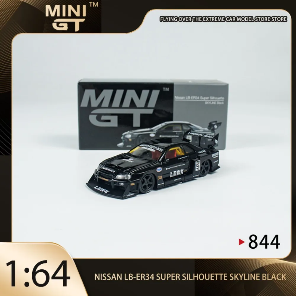 

MINIGT 1:64 Nissan LB-ER34 Super Silhouette SKYLINE Black Alloy Premium Diecast Vehicle Model Toys Collectible Display Piece