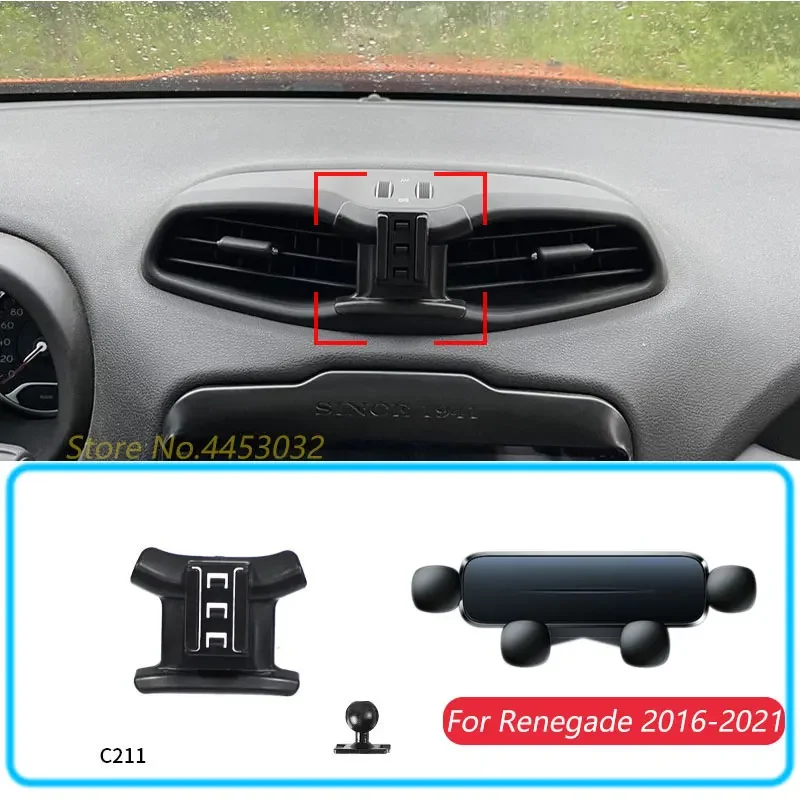 Dla JEEP Renegade 2016-2021 z podstawą Uchwyt samochodowy na telefon z podstawą 1 Garnitur Pozioma grawitacja GPS Uchwyt mobilny Stojak Akcesoria
