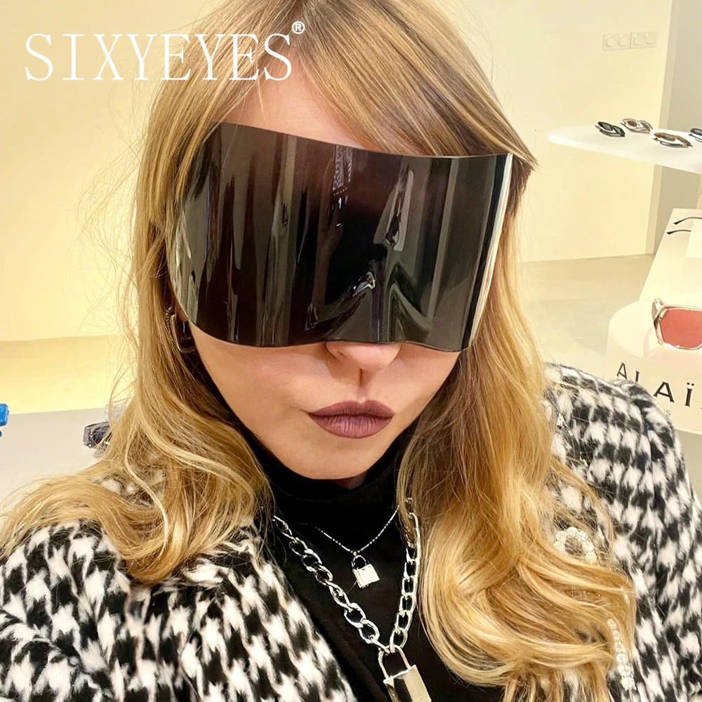 2024 Oversized Mask Sunglasses Women Men Luxury Brand Designer Punk Y2K Sun Glasses One Piece Shield Goggles Cycling Eyewear