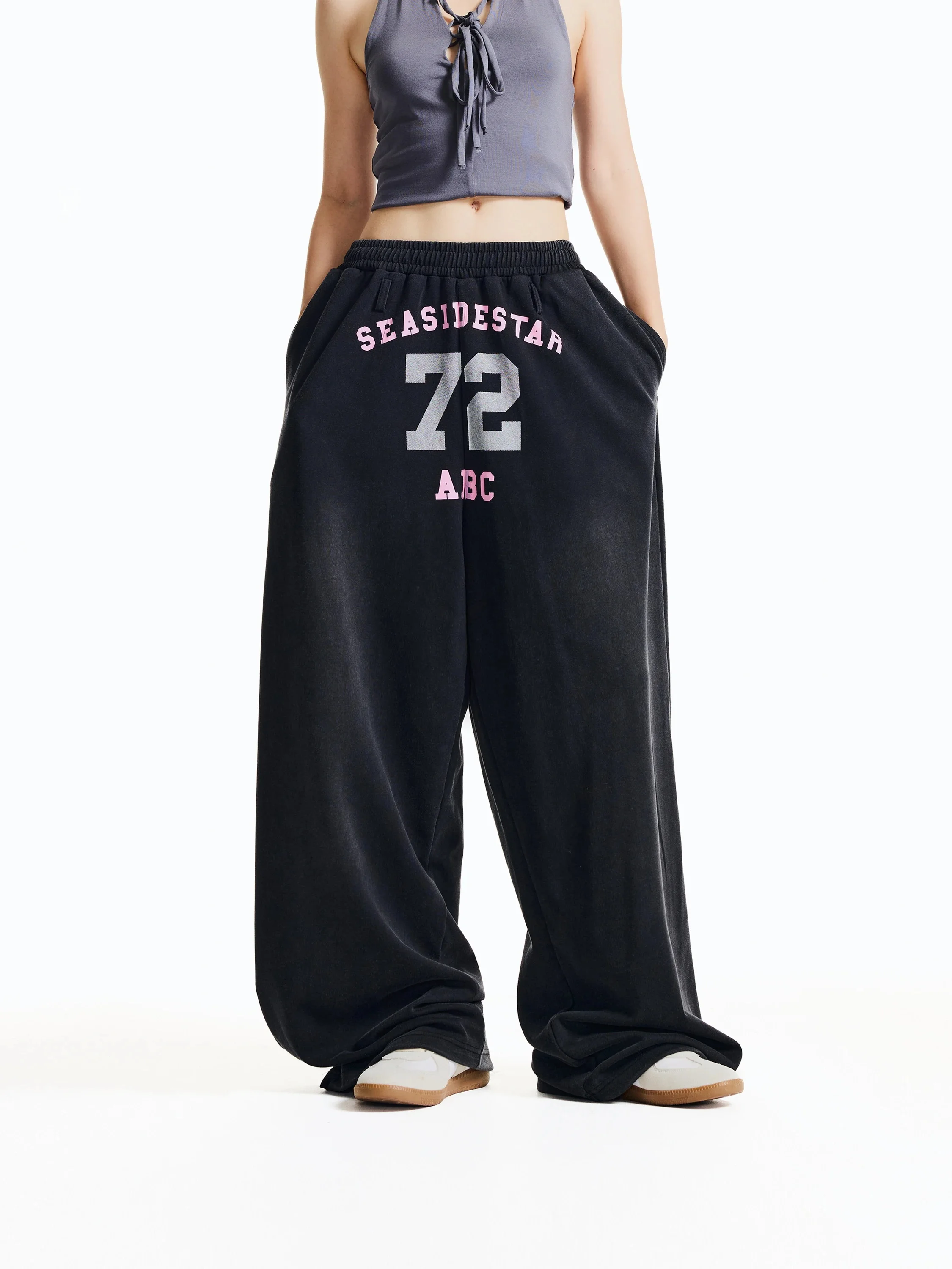 High Waist Straight Leg Pants Streetwear Jazz Dance Print Loose Fit Slimming Long Trousers for Women Summer Cotton Polyester ...