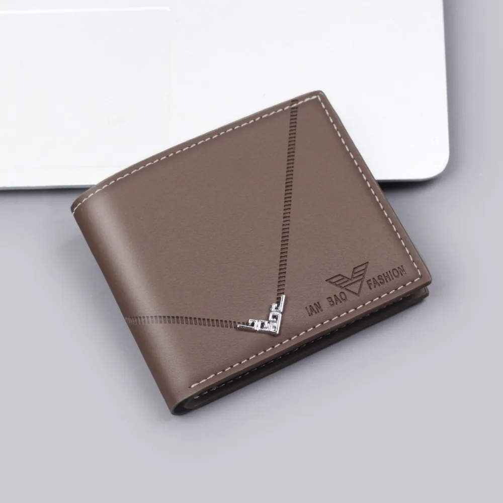 

Minimalist PU Leather Men's Short Wallet Two-fold Black Coffee Multiple Pockets Large Capacity Slim Money Bag Men Women