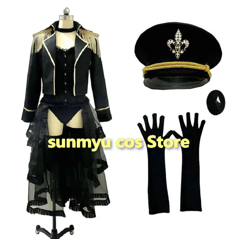 Costume de Cosplay My Dress-Up Darling Kitagawa Marin, uniforme militaire noir avec casquette et gants