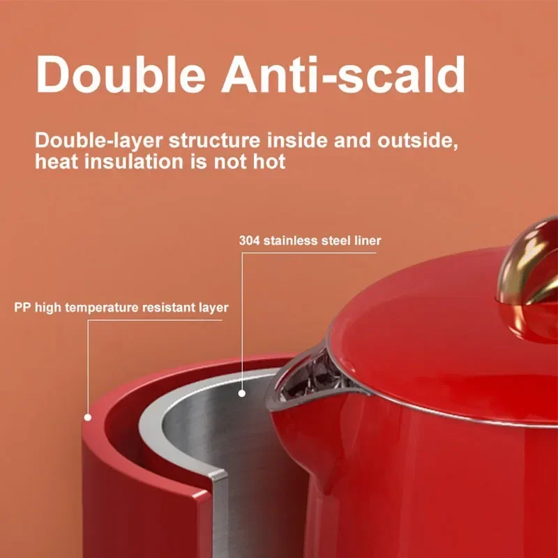 กาน้ำพกพาขนาดเล็ก teko listrik 220V, กาต้มน้ำไฟฟ้าฉนวนกันความร้อนปิดอัตโนมัติแบบบูรณาการ