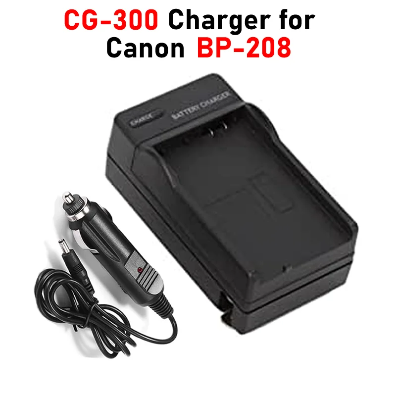 BP-208 Charger CG-300 Battery Charger with Car Charger Cable for Canon BP-208 BP208 Battery Charger