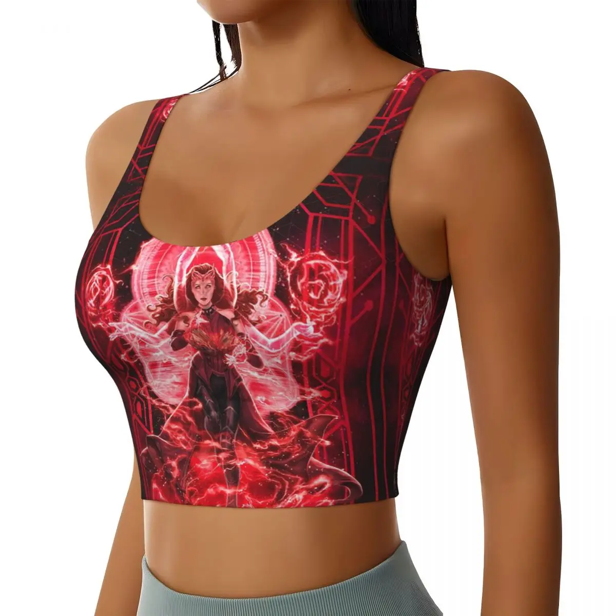 Custom Scarlet Witch Sports Bra Women High Impact Workout Yoga Crop Top