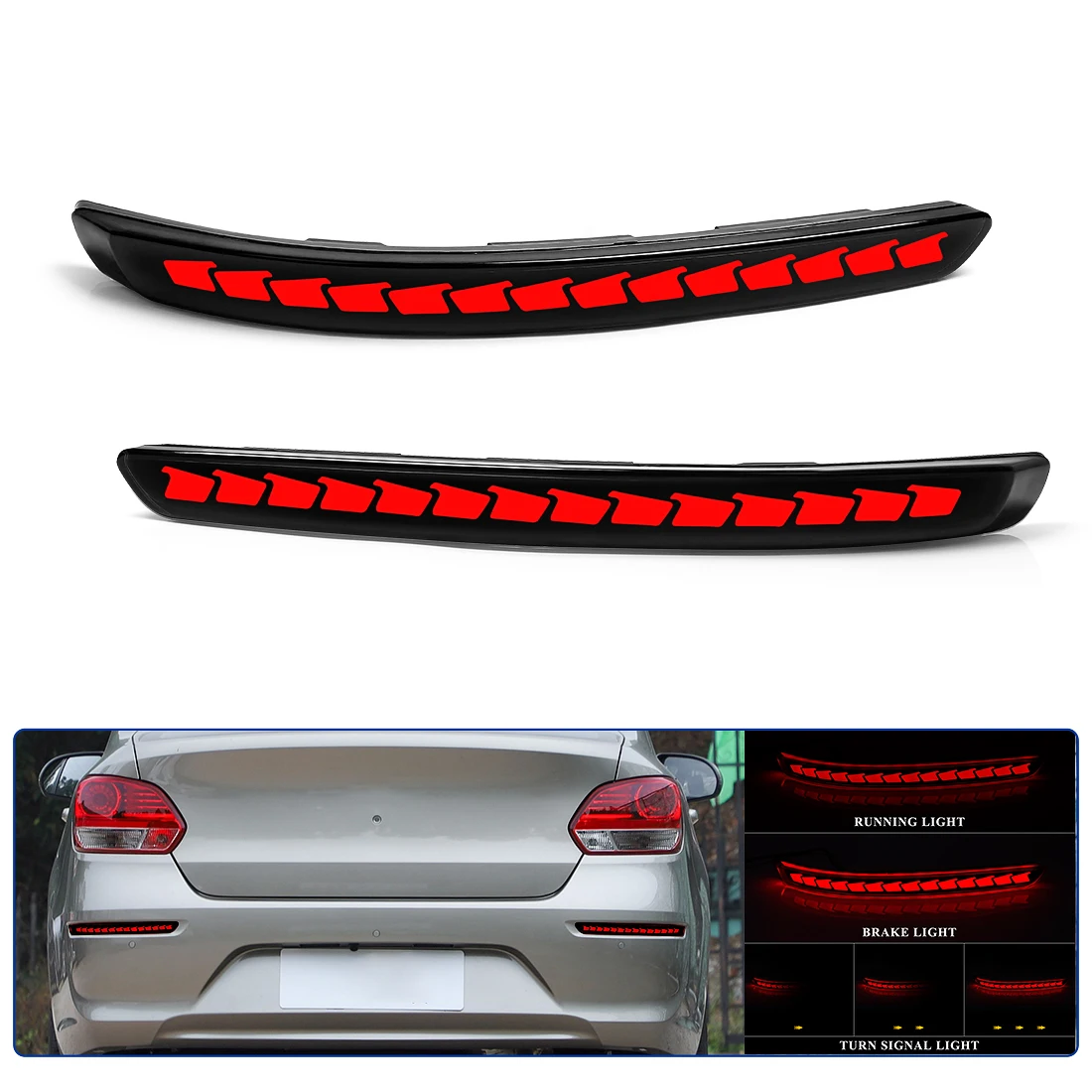 

For Kia PEGAS 2016 2017 2018 2019 2020 2021 2022 Car LED Rear Bumper Reflector Brake Light Dynamic Turn Signal Lamp Accessories