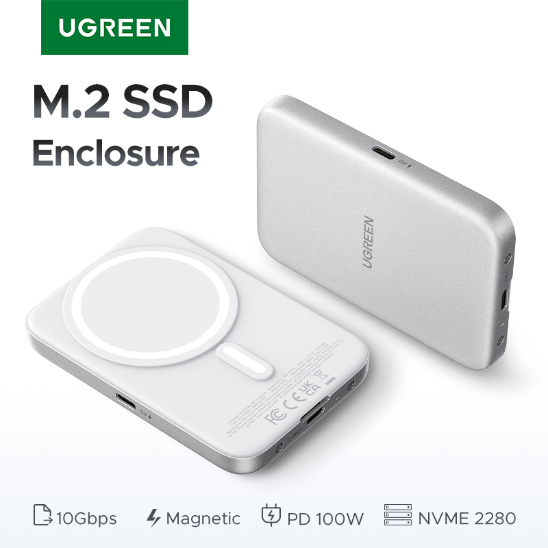 NEW! UGREEN Magnetic M.2 NVMe 2280 SSD Enclosure Magsafe SSD Case USB C 3.2 Gen2 to NVMe PCI-E for iPhone 16 Pro Max ProRes