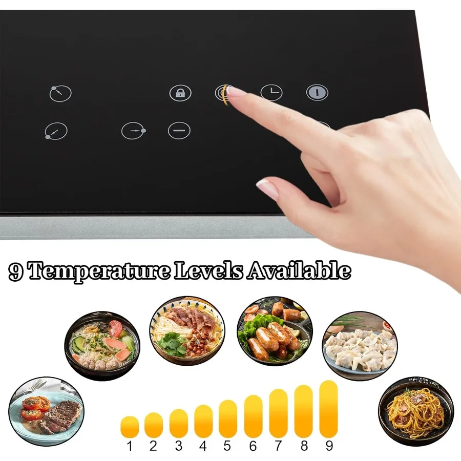 2600W 110V Electric Ceramic Cooktop Portable 3 Burners Built-in Cooktop Sensor Touch Control Countertop Electric Hot Plate with
