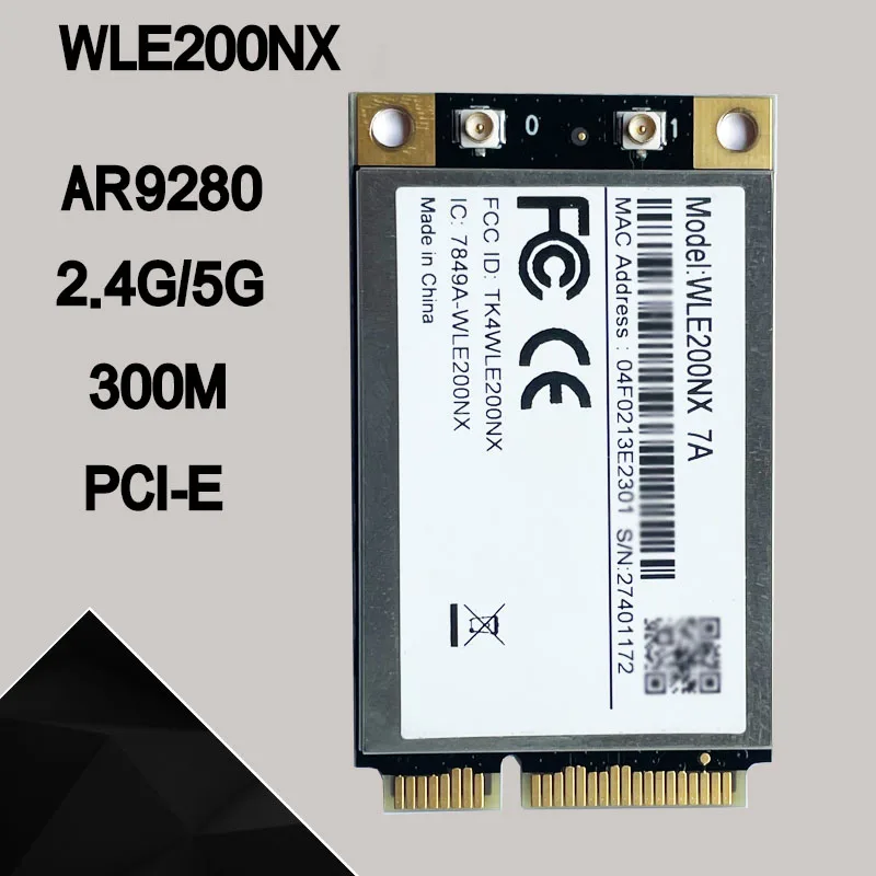 WLE200NX 802.11bgn PCI Express Mini Card Qualcomm Atheros AR9280 802.11bgn Dual Band 2.4GHz 5GHz 2x2 MIMO Wireless Module