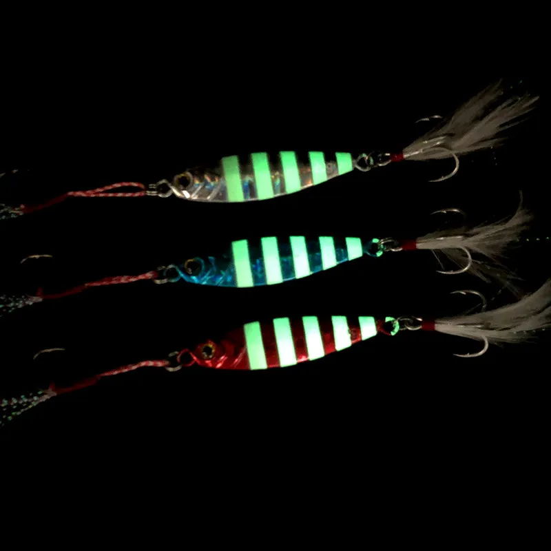10g/15g/20g/30g/40g/60g Shore Cast Slow Jig Bait 3Pcs/Lot Glow Jigging Fishing Lures For Sea Fishing