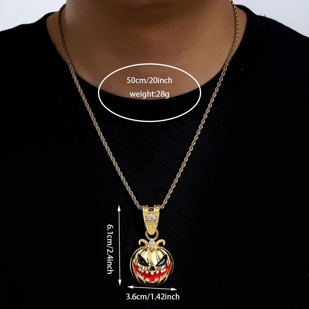 DIY accessories European and American cross-border Halloween pumpkin skull alloy drip oil diamond pendant, exaggerated personali