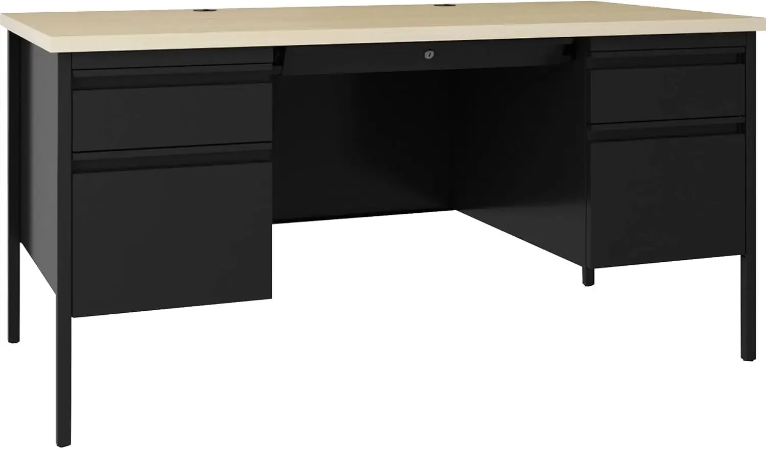 Lorell Fortress Maple Top Double-Pedestal Desk - 60