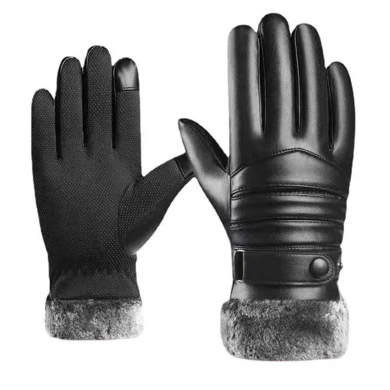 Winter warm gloves thickened padded cold motorbike riding electric car gloves windproof touch screen outdoor cotton gloves