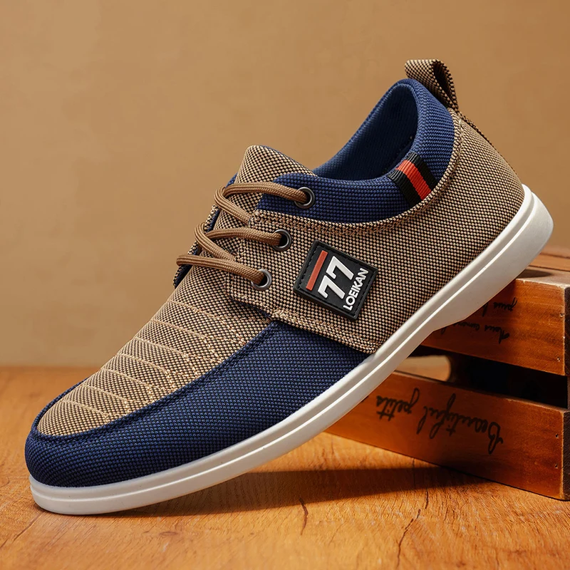 Patchwork Knit Fabric Men Low Top Walking Shoes, Soft Non Slip Light Casual Sneakers For Travel Office Daily Street Outdoor Wear