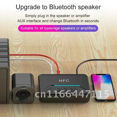 5.0 Bluetooth Audio-Ontvanger Smart Nfc A2dp Rca Aux 3.5Mm Jack Draadloze Adapter Ondersteuning Usb Play Voor Auto Home Speaker Hoofdtelefoon