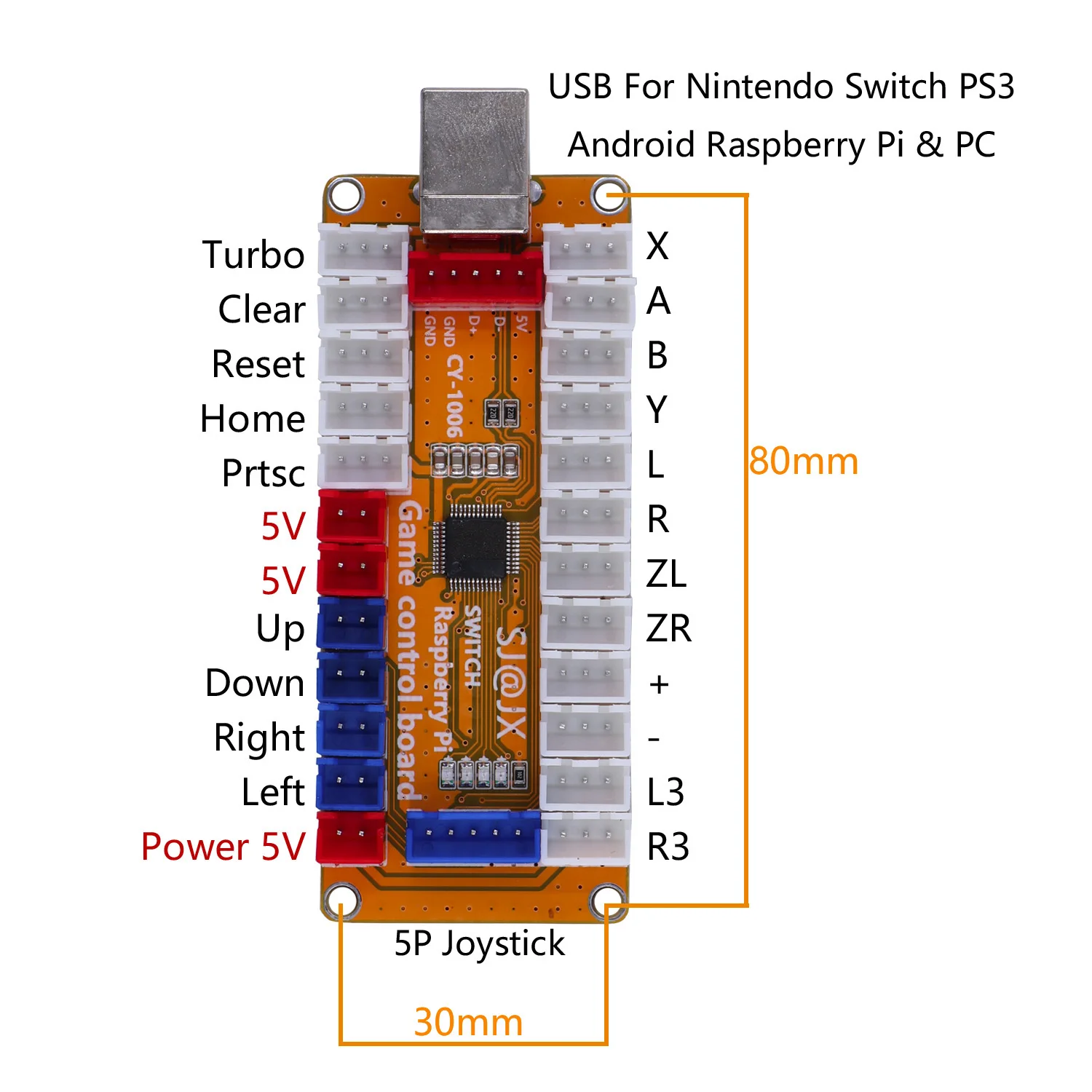 Светодиодный контроллер SJ @ JX для аркадных игр, USB-кодировщик, геймпад Cherry MX с микропереключателем, светодиодный джойстик для Nintendo Switch PS3 2219C