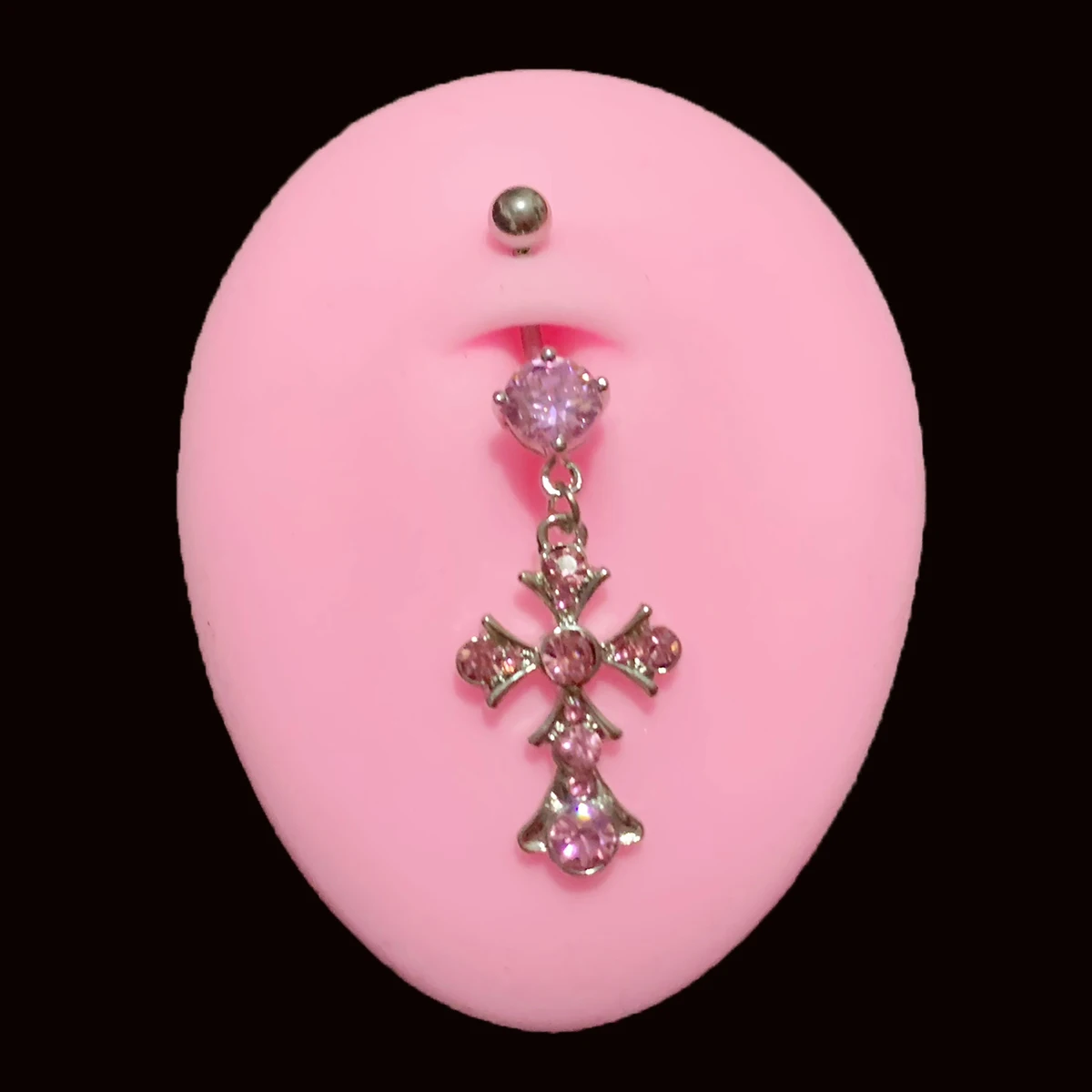 Y2K هيئة ثقب الأزرق كريستال الصليب البطن زر خواتم مثير الإكسسوارات الشرير الوردي خواتم السرة 2000s مجوهرات الجمالية