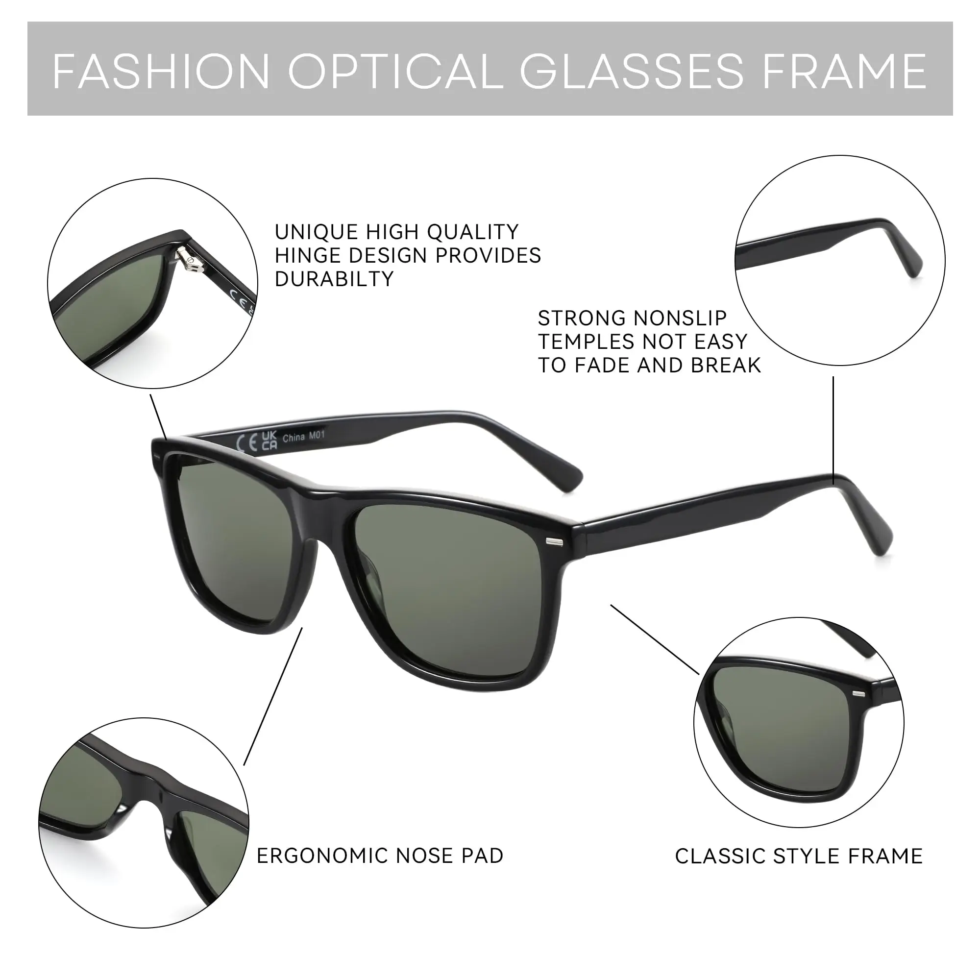 نظارات شمسية مربعة من BLUEMOKY للرجال مستقطبة: نظارات شمسية مربعة للحماية من الأشعة فوق البنفسجية 400 - إطار كلاسيكي للنظارات الشمسية القديمة #6