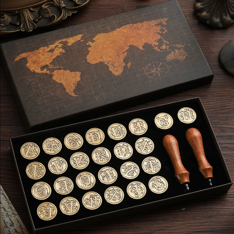 26 letter chapter head handle, fire lacquer seal set