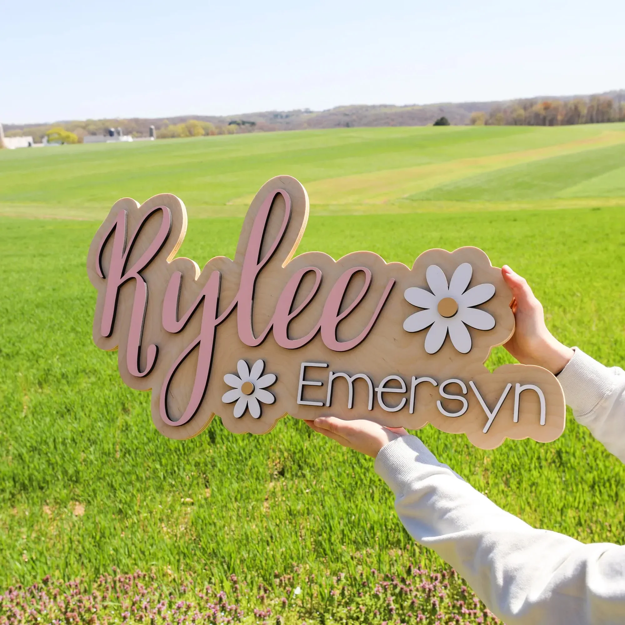 1Pc Custom Name Sunflower Style Wooden Name Plaque,Home Room Office Wall Door Decor,DIY Paintable,Nursery Birthday Wedding Gift