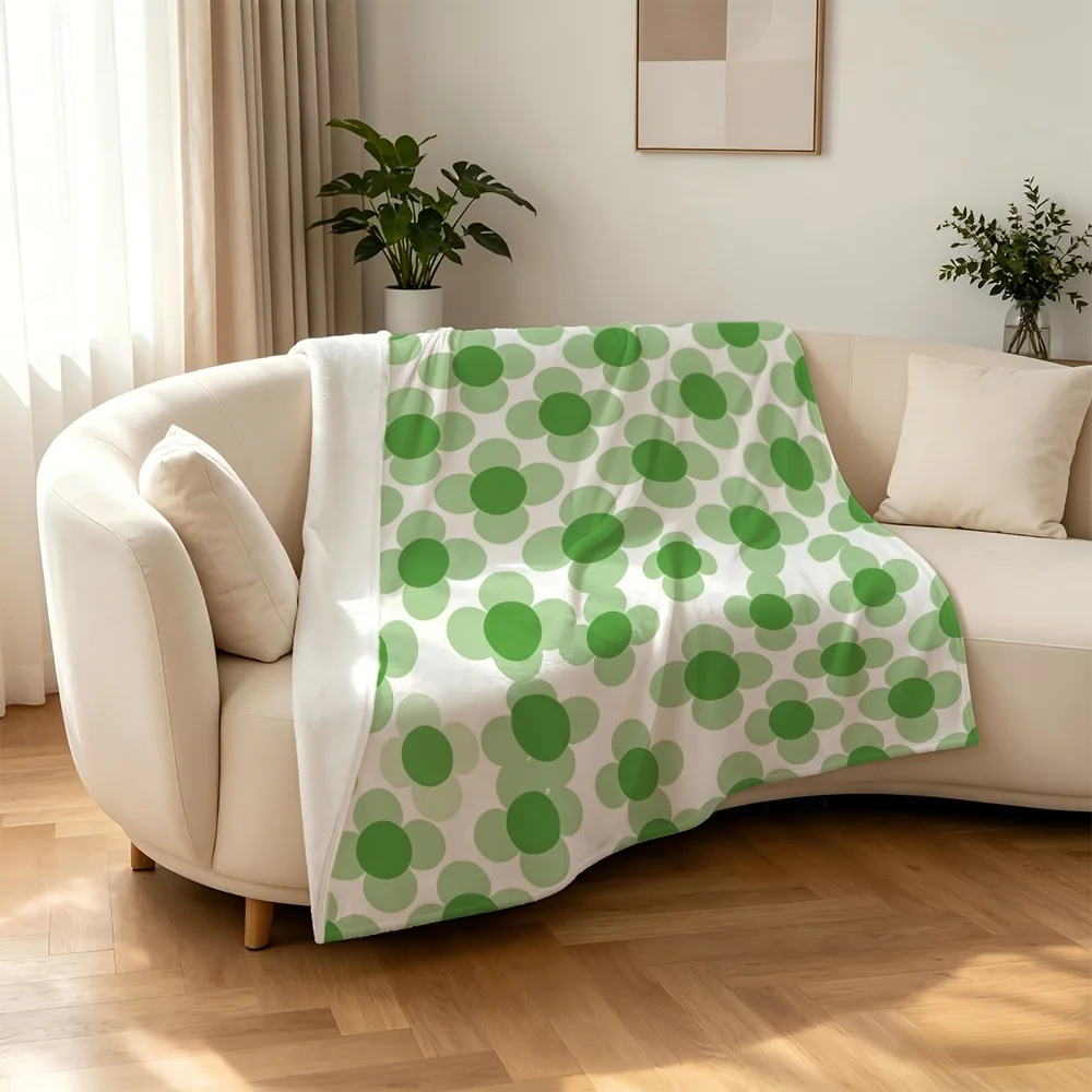 Large Geometric Polka Dot Throw Blanket Tapestry Green Circle Pattern Sofa Decor Cozy Bedding Throw for Living Room Home Gift