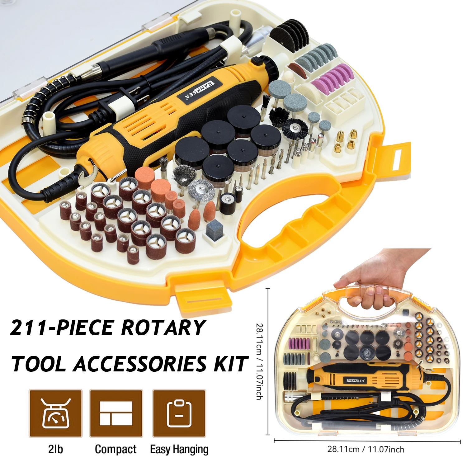 Rotary Tool Kit(US Plug 120V ), 6 Speed Adjustments 8000-35000RPM, Equipped With Flex Shaft And Multifunctional Chuck