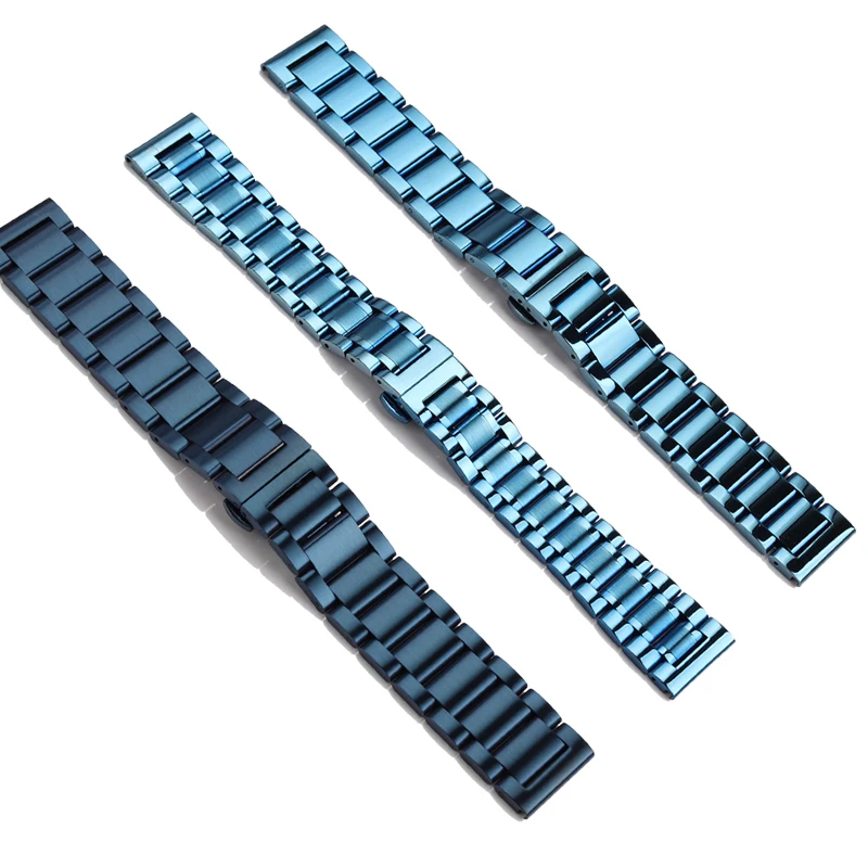 Matte Dark blue Stainless Steel Watchband 18m 20mm 21mm 22mm For any brand Quick release Men Polished Watch Strap Metal Bracelet