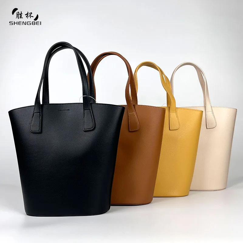 

Simple Large Women Tote Bag 2023 Fashion Designe Handbag Female High Quality Soft Leather Shoulder Bag Women Bucket Bag