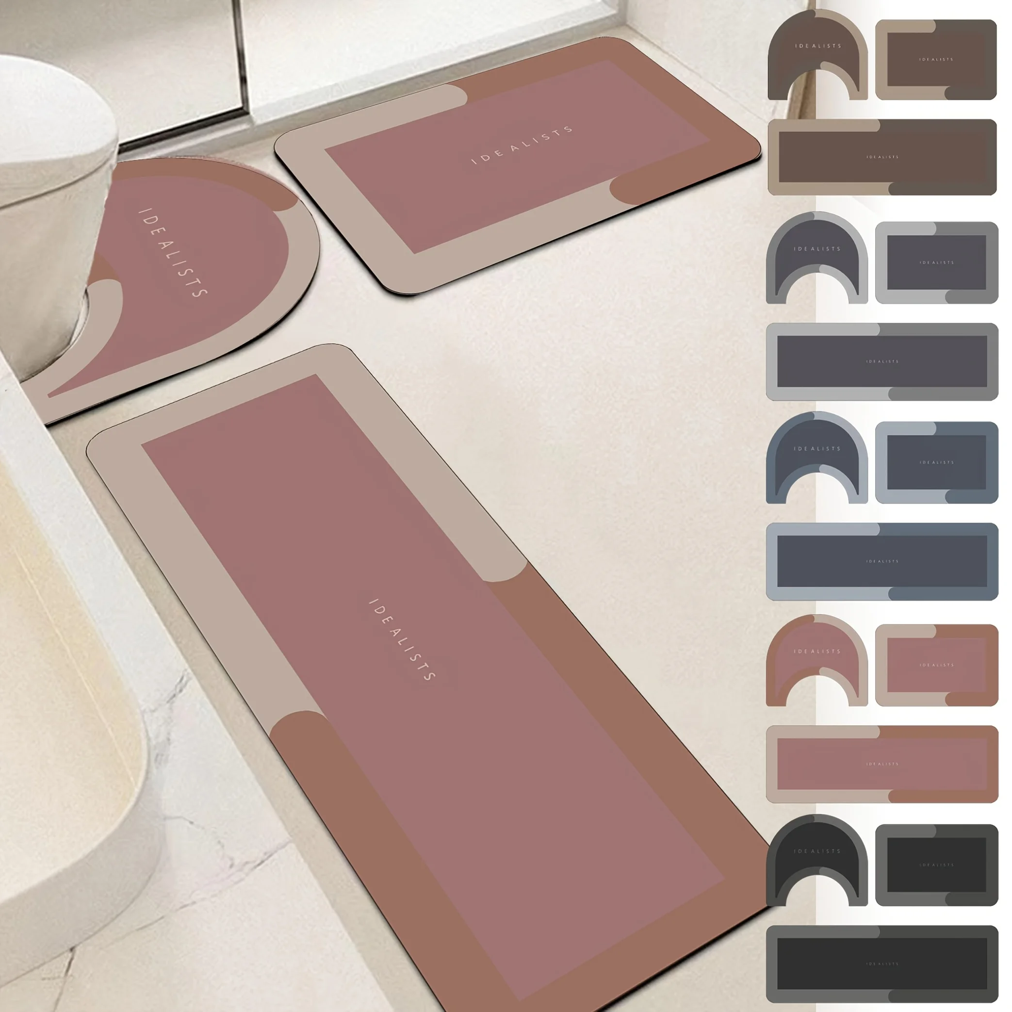 Modern Minimalist Bath Mat Set Bathroom Rug Runner Mat Vanity Accessories Non Slip Home Decor Bathroom Floor Mat