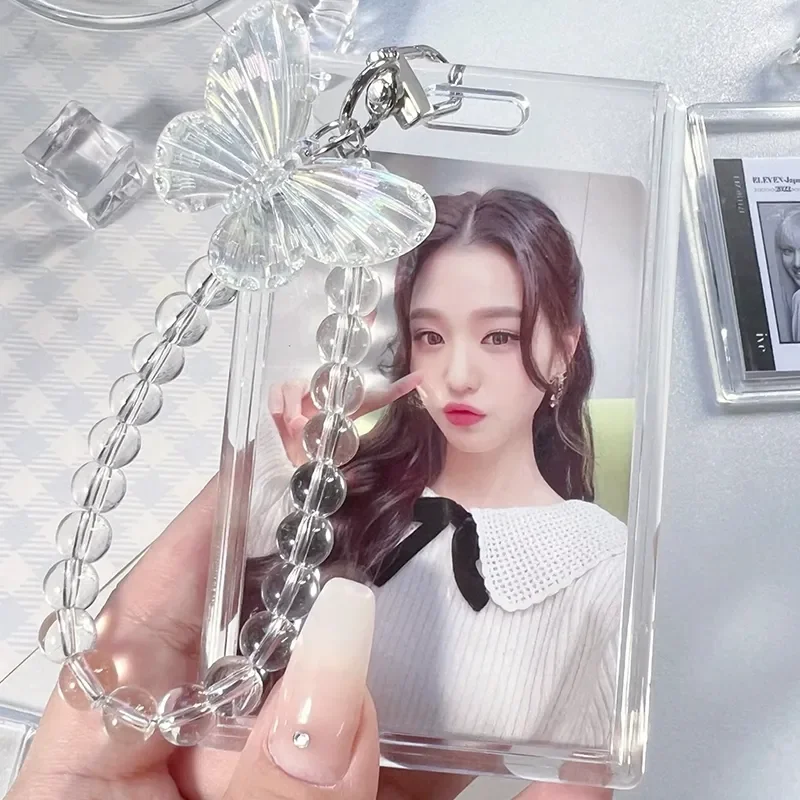 Ins Transparent Photo Frame Keychain Crystal Butterfly Pendant DIY Insert Photoes Photocard Split Keyring Idol Card Holder