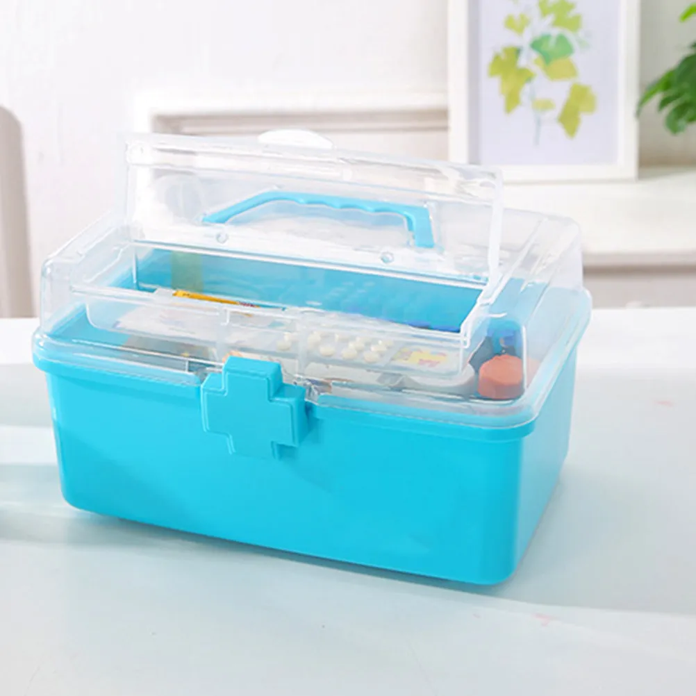 1Pcs Household Medicine Chest Portable Lightweight Plastic Medicine Case Large Aid Organizer for Travel Sports