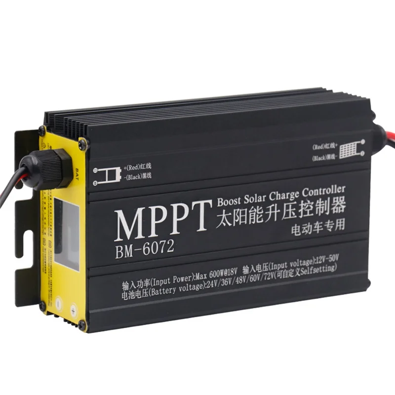 BM6072 600W MPPT Boost Solar Charge Controller For 24V 36V 48V 60V 72V Battery System Solar Panel 12-50V Input Voltage-AA26