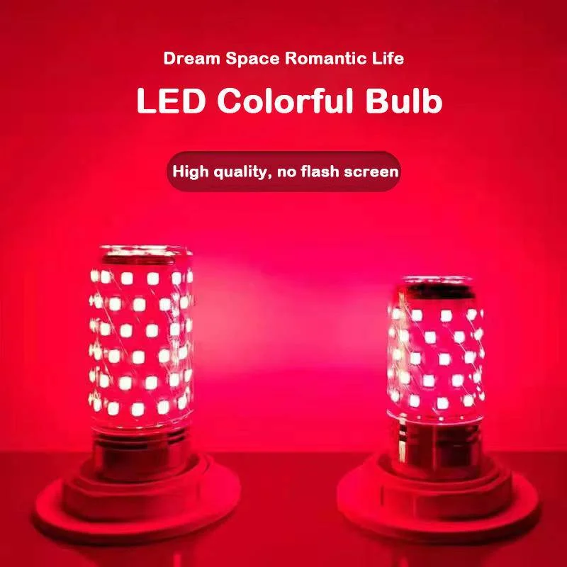 Bulb E27 LED Colorful Corn Bulb 12W Pink Red Blue Green Purple Golden 7Colors Lamp AC 220V Bulb Chandelier Decoration