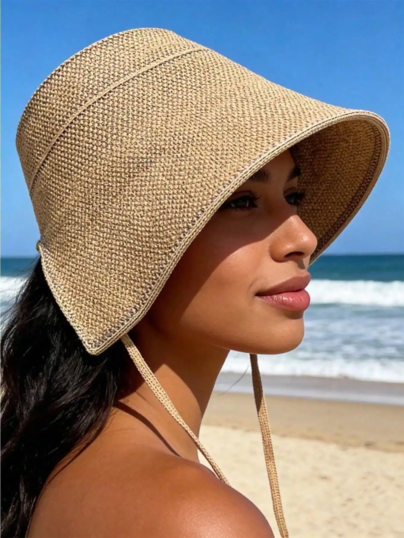 

Straw Wide-Brim Sun Hat For Women, Spring And Summer Hollow-Out Sun Hats, Bohemian Style Bucket Hats, Lace-Up Retro Cute Large Brim Sun Hat, Breathable Knitted Hat With A Wide Brim Fisherman Hats. Sunscreen, Versatile And Fashionable, For Shopping, Going