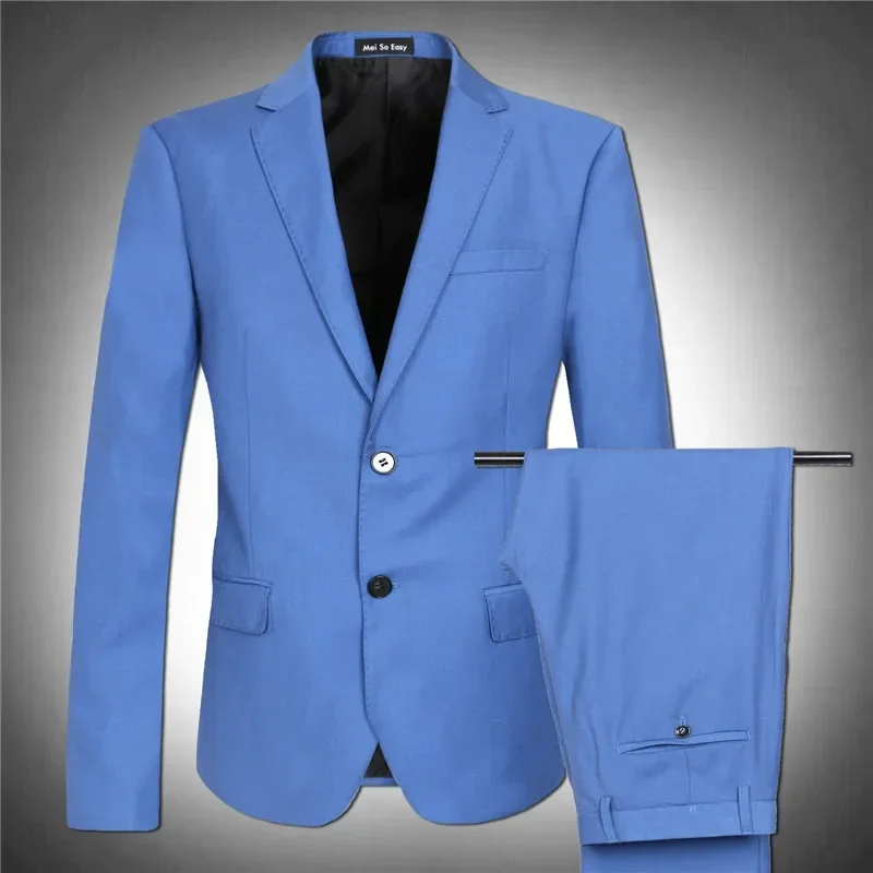 light blue blazer men's suit jacket set high quality extra large very large  big man autumn  plus size  M- 4XL 5XL 6XL 7XL 8XL