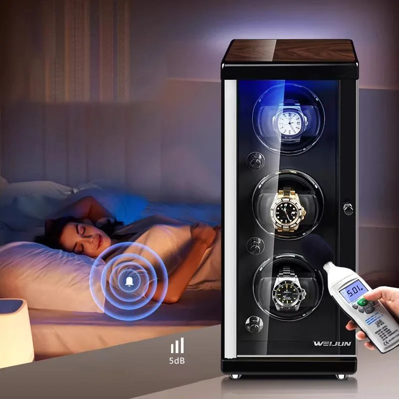 Wooden Automatic Watch Winder Large Luxury Watch Storage Box Mute Transparent Boxes Mechanical Watch Organizer Display Case