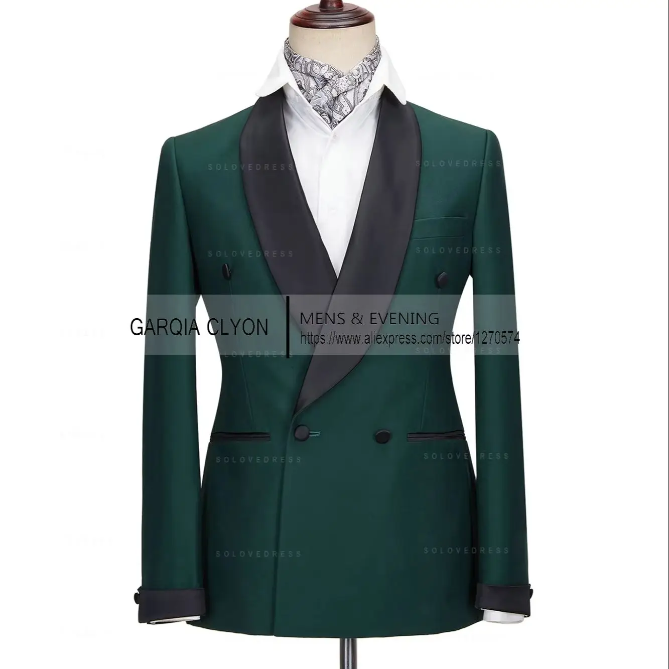 

Men's Double Breasted Blazer Suit for Wedding Groom Tuxedos Slim Fit 2 Pieces Suits