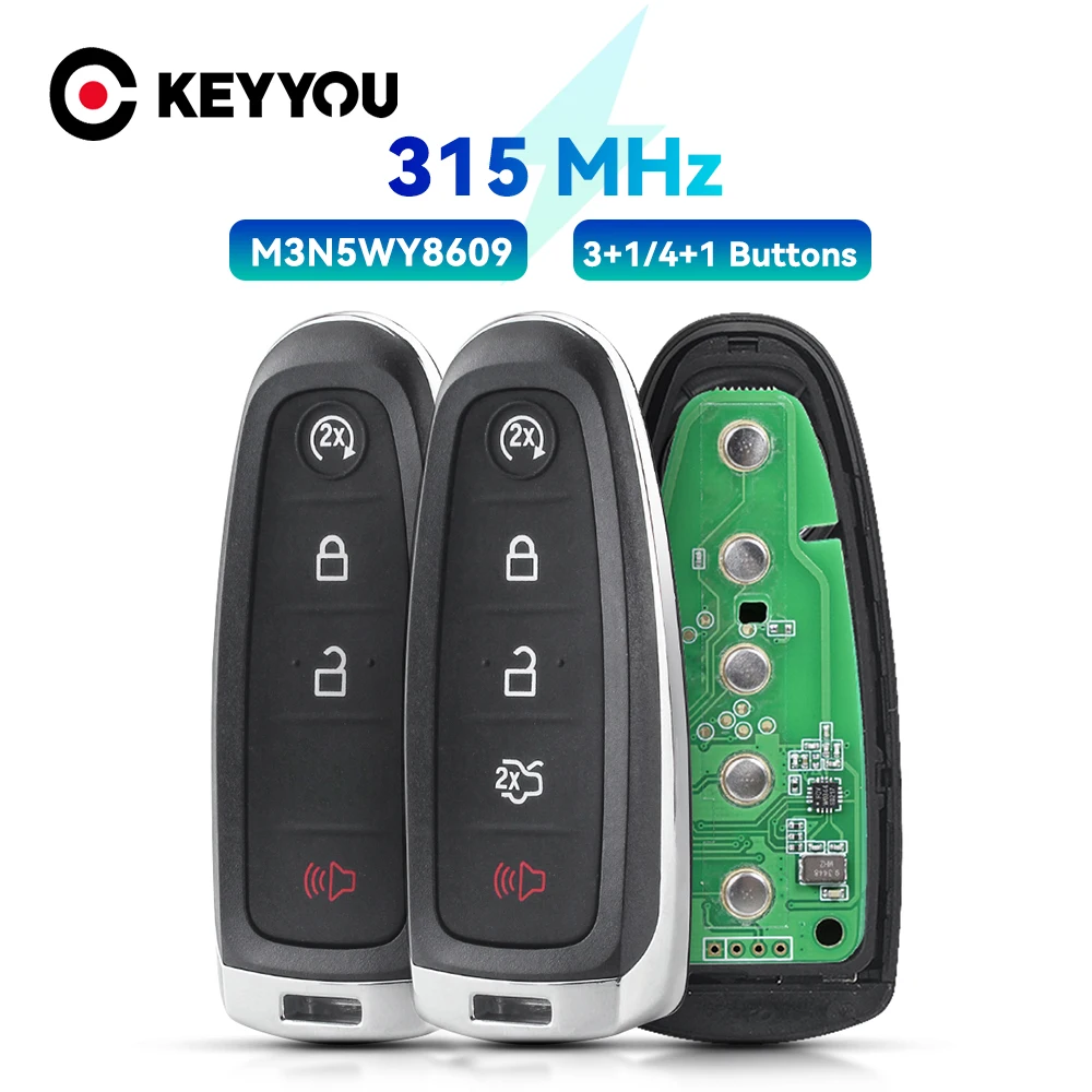 

KEYYOU 1 шт. новый автомобильный дистанционный ключ для Ford Explorer Edge Flex C-max Taurus ID46 PCF7953 M3N5WY8609 315/433 МГц умное управление замена