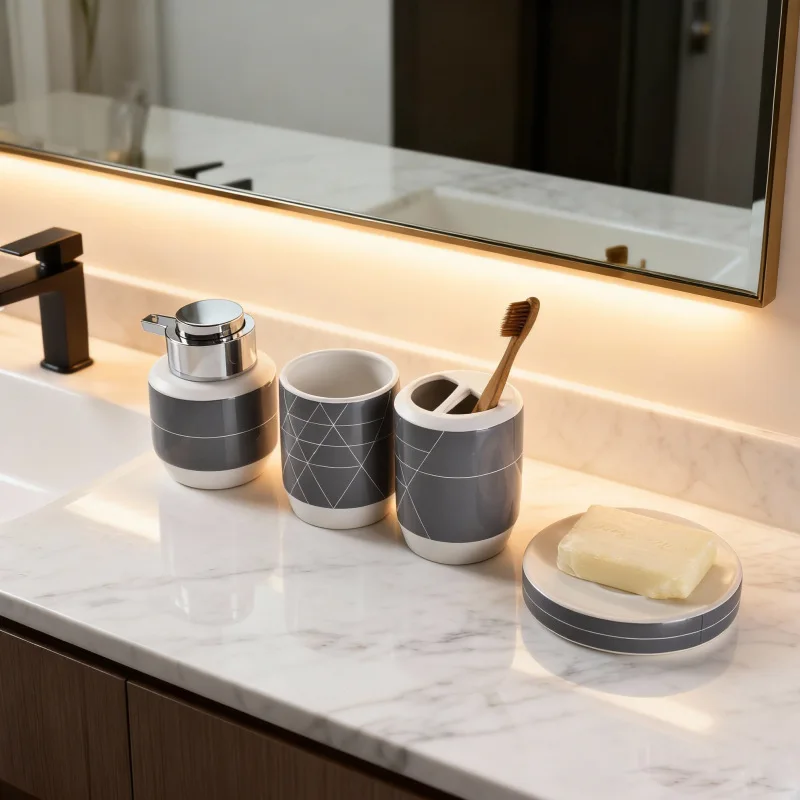 Bathroom set ceramic mouthwash cup toothbrush holder creative daily decoration bathroom hotel set daily bath products  dispenser