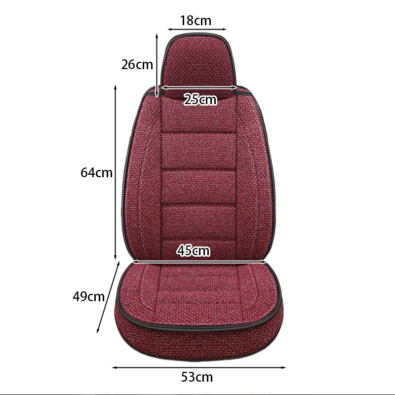 Four Season Universal Car Seat Cover Linen Fabric Front Single Seat Cushion Auto Suv Truck Van All-inclusive Protector Cover