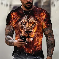 Lion Wolf Graphic T Shirts for Men Cool Designs 3D Fierce Tiger Printed T-shirt Womens Clothing Streetwear Funny Kids Tee Shirts