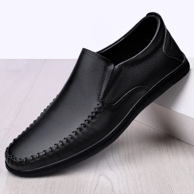 

Men's genuine leather business casual flat shoes, stylish loafers, classic slip-on casual shoes, comfortable and non-slip