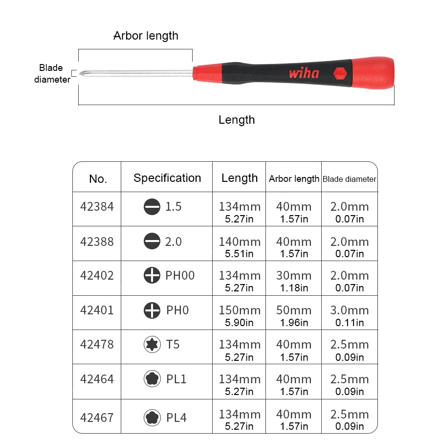 WIHA 90018C Precision Screwdriver Set 8Pcs with Demagnetizer Suitiable for Phillips, Slotted and Torx Screws Hand Tools