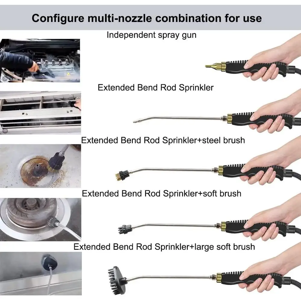 휴대용 스팀 청소기 휴대용 2500W 고출력 실내 장식품 기선 빠른 가열 20s 3.5Bar 압력 내구성 스테인레스 스틸