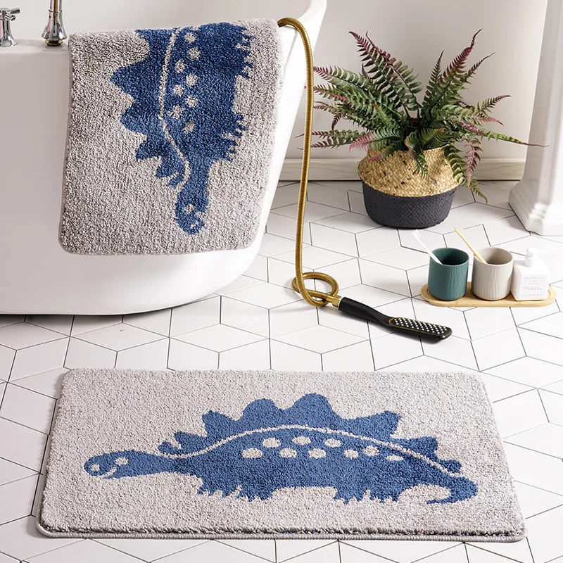 VIKAMA Neutral Chevron Stripe Fluffy Bath Mat Anti Slip Quick Dry Rug For Bathroom Door Bedroom Minimalist Home Decor