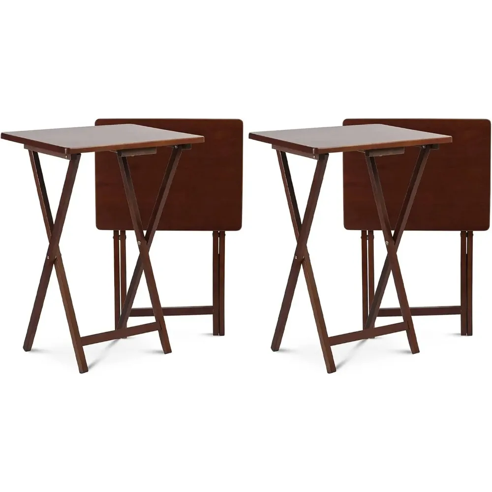 

Wood Portable Collapsible TV Snack Tray Table Desk Serving Stand, for Home, Living Room, Dorm, and Office, Honey Oak (4 Pack)