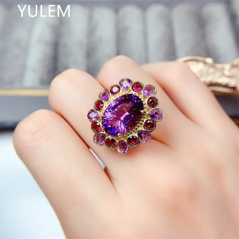 

New Arrival 10x14mm Natural Amethyst with 3x4mm Natural Purple Gem Women Daily Wear